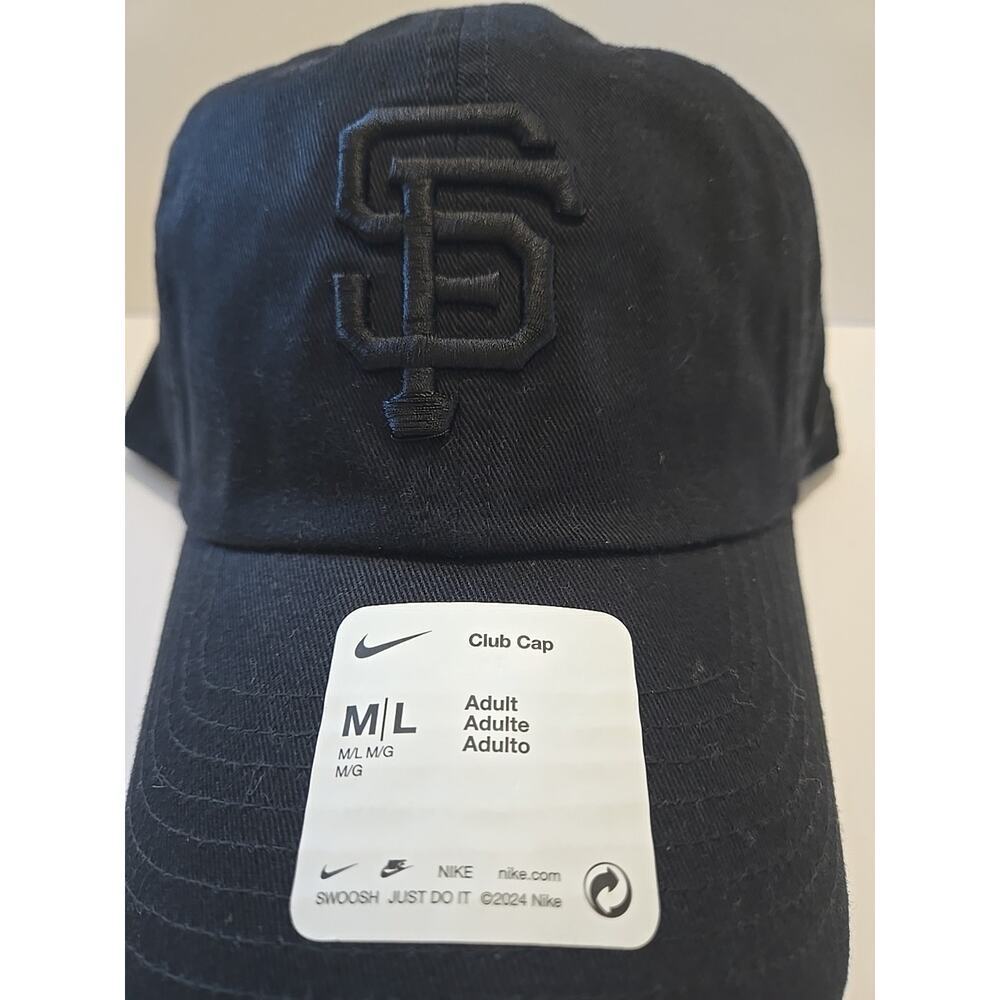 Nike San Francisco Giants Hat Adjustable Club Cap Series Black Color Relaxed Fit - Picture 2 of 11